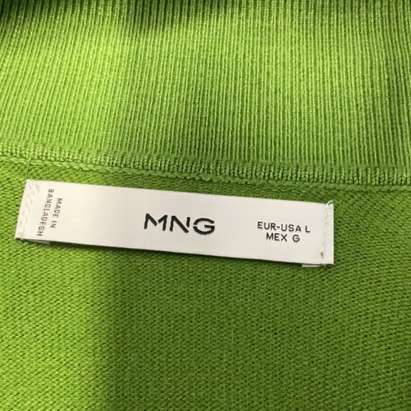 Mango Green Polo Sweater V Neck Top Medium - Picture 3 of 10